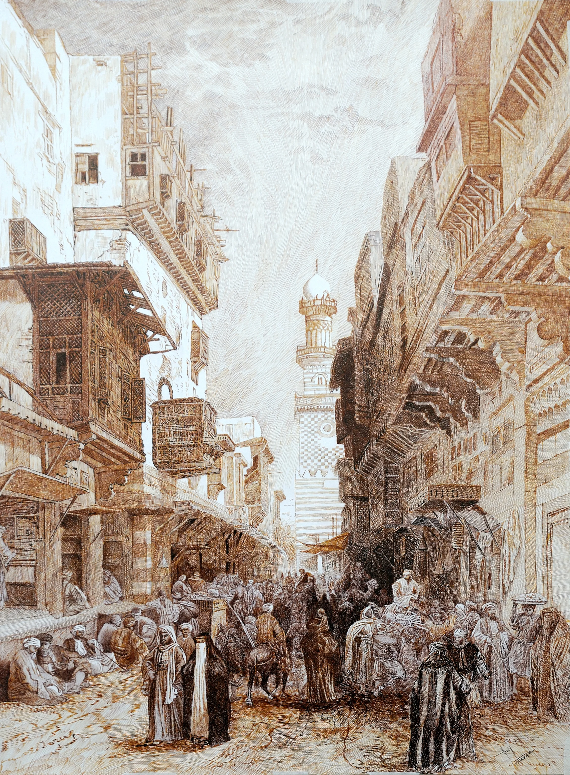 Architectural pen and ink drawing by Asif Ghayaz